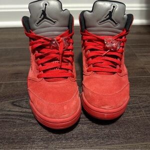 Mens Jordan Retro 5 Red Suede Sz 8 Sneakers
